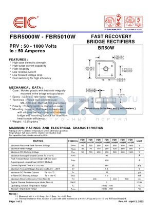 FBR5008W datasheet - FAST RECOVERY