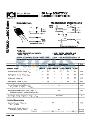 FBR5035 datasheet - 50 Amp SCHOTTKY BARRIER RECTIFIERS