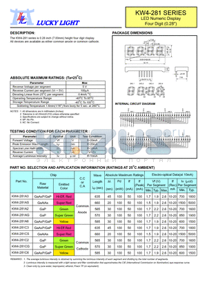 KW4-281A2 datasheet - LED Numeric Display Four Digit (0.28)