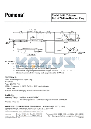 6486 datasheet - Telecom Bed of Nails to Bantam Plug