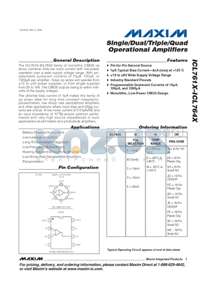 ICL7621AMTV datasheet - Single/Dual/Triple/Quad Operational Amplifiers