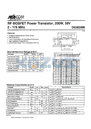 DU28200M datasheet - RF MOSFET Power Transistor, 2OOW, 28V 2 - 175 MHz