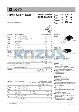 IXGH28N90 datasheet - HIPERFAST IGBT