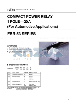 FBR53ND09-Y-HW datasheet - COMPACT POWER RELAY 1 POLE-20 A (For Automotive Applications)