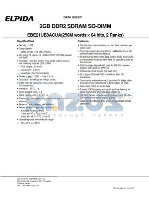 EBE21UE8ACUA datasheet - 2GB DDR2 SDRAM SO-DIMM