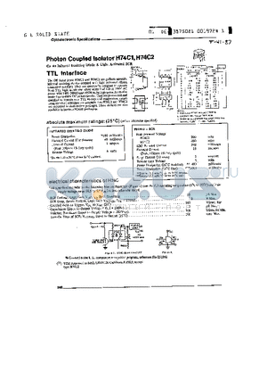 H74C1 datasheet - PHOTON COUPLED ISOLATOR H74C1,H74C2