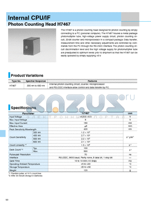 H7467 datasheet - Photon Counting Head