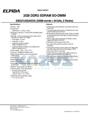 EBE21UE8AESA datasheet - 2GB DDR2 SDRAM SO-DIMM