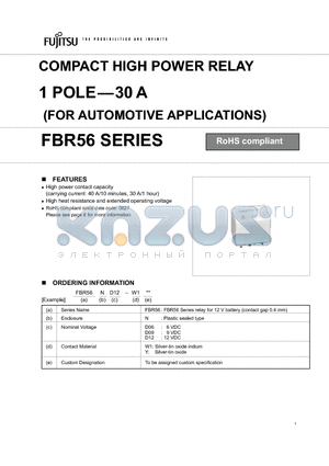 FBR56ND06-W1 datasheet - COMPACT HIGH POWER RELAY 1 POLE-30 A