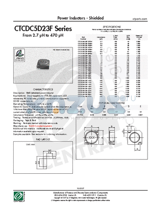 CTCDC5D23F-220K datasheet - Power Inductors - Shielded