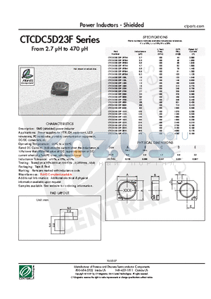 CTCDC5D23F datasheet - Power Inductors - Shielded
