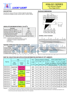 KW4-521C6 datasheet - LED Numeric Display Four Digit (0.52)