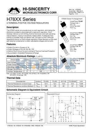 H7805AI datasheet - 3-TERMINAL POSITIVE VOLTAGE REGULATORS