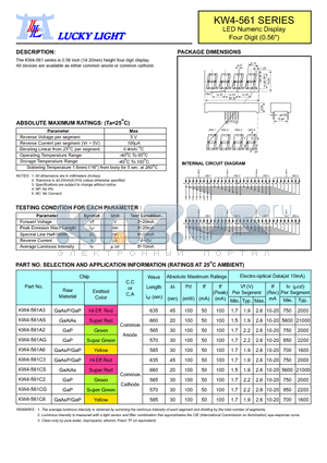 KW4-561C3 datasheet - LED Numeric Display Four Digit (0.56)