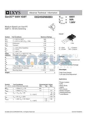 IXGH56N60B3 datasheet - GenX3 600V IGBT