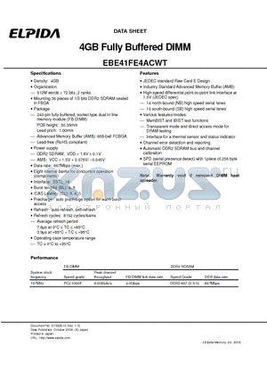 EBE41FE4ACWT-6E-E datasheet - 4GB Fully Buffered DIMM