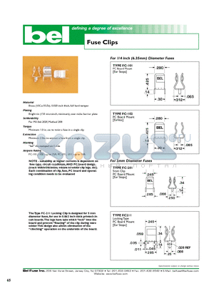 FC-102 datasheet - Fuse Clips