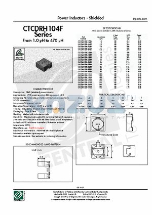 CTCDRH104F-390M datasheet - Power Inductors - Shielded