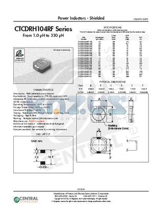 CTCDRH104RF-150 datasheet - Power Inductors - Shielded