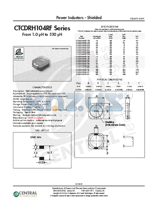 CTCDRH104RF-151 datasheet - Power Inductors - Shielded