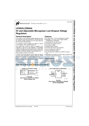 LP2954AIT datasheet - 5V and Adjustable Micropower Low-Dropout Voltage Regulators