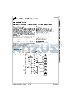 LP2956 datasheet - Dual Micropower Low-Dropout Voltage Regulators