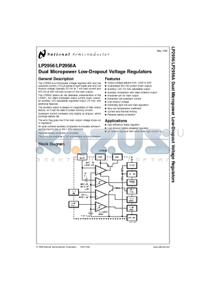 LP2956AIN datasheet - Dual Micropower Low-Dropout Voltage Regulators