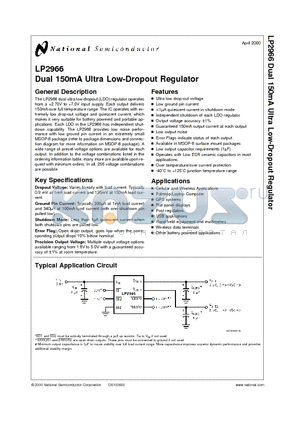 LP2966IMMX-1818 datasheet - Dual 150mA Ultra Low-Dropout Regulator