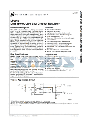 LP2966IMMX-2828 datasheet - Dual 150mA Ultra Low-Dropout Regulator