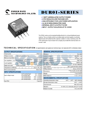 DUR01-24S15 datasheet - standard building blocks for on-board distributed power