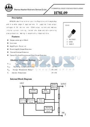 H78L09 datasheet - 3-TERMINAL FIXED VOLTAGE REGULATOR
