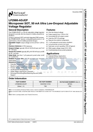 LP2980-ADJEP datasheet - Micropower SOT, 50 mA Ultra Low-Dropout Adjustable Voltage Regulator