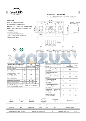 DUR07A4 datasheet - 7mm (0.28) FOUR DIGIT NUMERIC DISPLAY