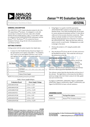 ADIS16003 datasheet - iSensor PC Evaluation System