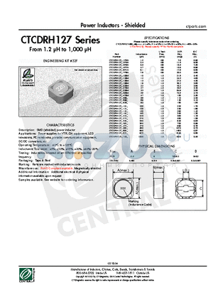 CTCDRH127-101M datasheet - Power Inductors - Shielded