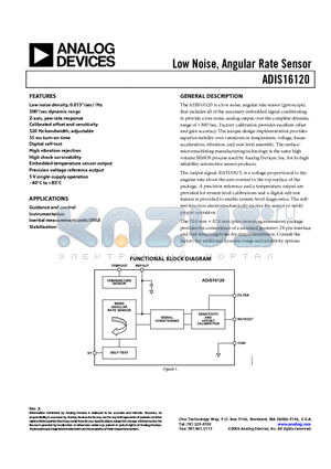 ADIS16120 datasheet - Low Noise, Angular Rate Sensor