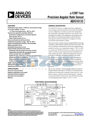 ADIS16133/PCBZ datasheet - a1200`/sec Precision Angular Rate Sensor