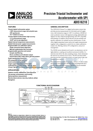 ADIS16210CMLZ datasheet - Precision Triaxial Inclinometer and Accelerometer with SPI