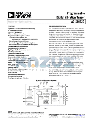 ADIS16220 datasheet - Programmable Digital Vibration Sensor