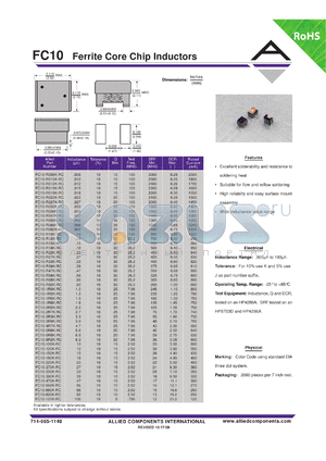 FC10-2R2K-RC datasheet - Ferrite Core Chip Inductors