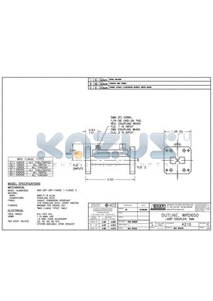 650-307-C3 datasheet - OUTLINE, WRD650 LOOP COUPLER, SMA