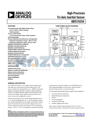 ADIS16354/EVALZ datasheet - High Precision Tri-Axis Inertial Sensor
