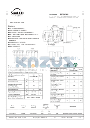 DUY07A2-1 datasheet - 7mm (0.28) DUAL DIGIT NUMERIC DISPLAY