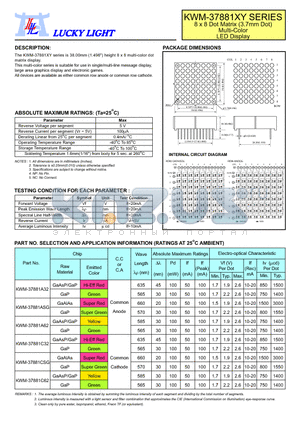 KWM-37881A32 datasheet - 8 x 8 Dot Matrix (3.7mm Dot) Multi-Color LED Display
