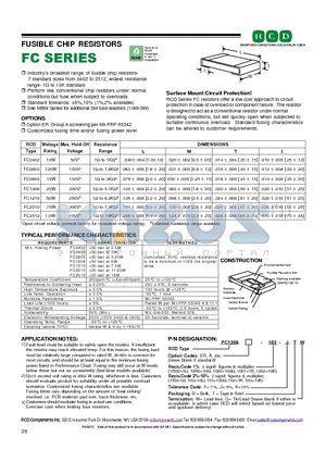 FC1206-100-KT datasheet - FUSIBLE CHIP RESISTORS