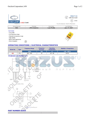 650-500.0M datasheet - Low Profile