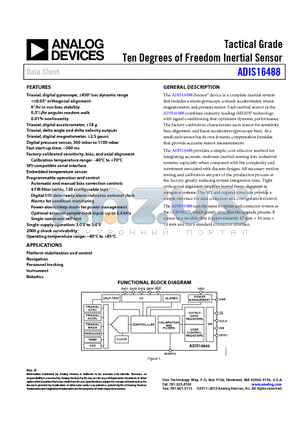 ADIS16488 datasheet - Ten Degrees of Freedom Inertial Sensor