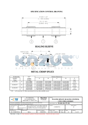 650075-000 datasheet - IN-LINE SPLICE SEALING SYSTEM, 1 TO 1 MIL-S-81824/1