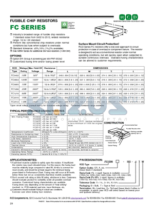 FC1206-1001-KB datasheet - FUSIBLE CHIP RESISTORS