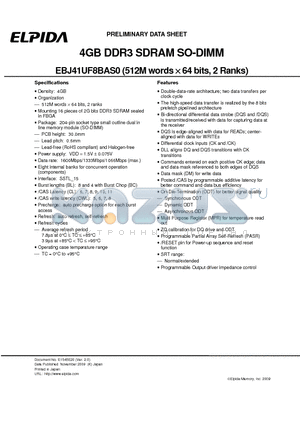 EBJ41UF8BAS0-AE-F datasheet - 4GB DDR3 SDRAM SO-DIMM